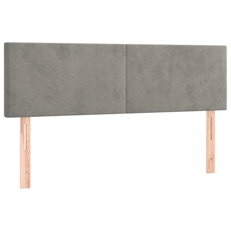 Tête de lit accessoire couchage chambre à coucher meuble à LED 144 x 5 x 78/88 cm tissu velours gris clair TDL0201398