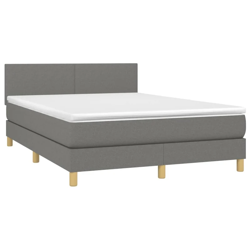 Cadre de lit LED avec sommier tête de lit matelas 140x190 cm tissu gris foncé TDL0208391