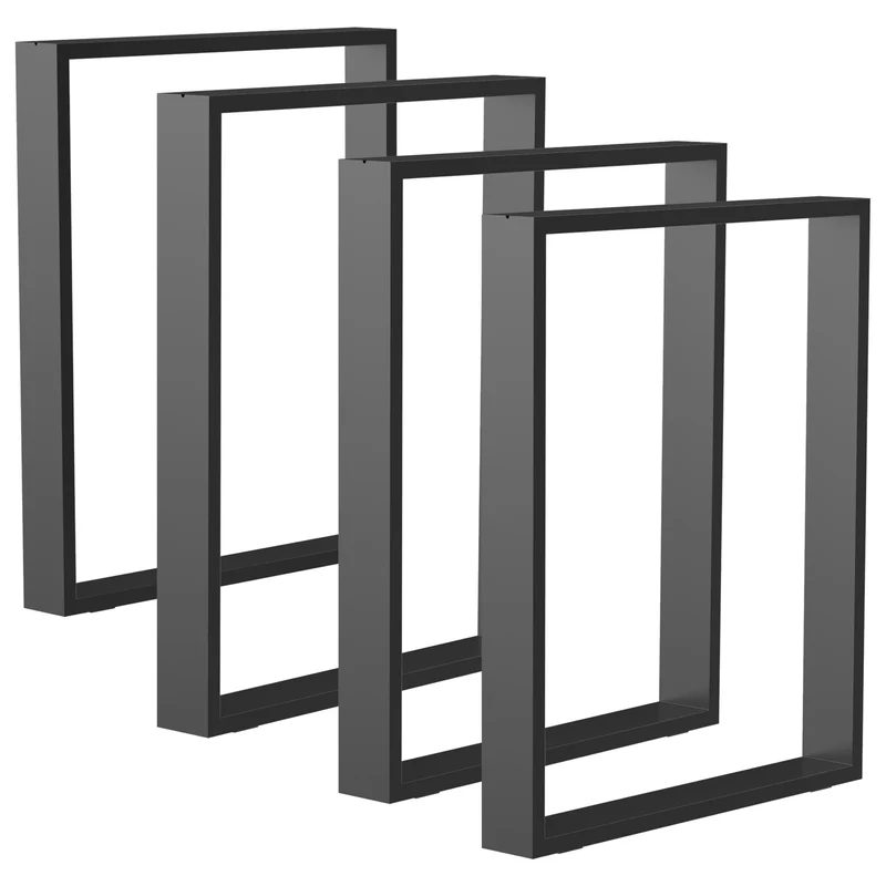 Lot de 4 pieds de tables rectangulaires 60 x 8 x 72 cm montage rapide capacité 120 kg style industriel en acier noir 21_0007154