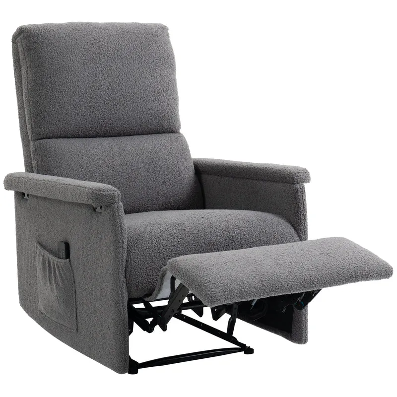 Fauteuil inclinable salon 69 x 84 x 99 cm massage vibrant dossier réglable 135° contemporain cosy en tissu polaire gris 21_0000836