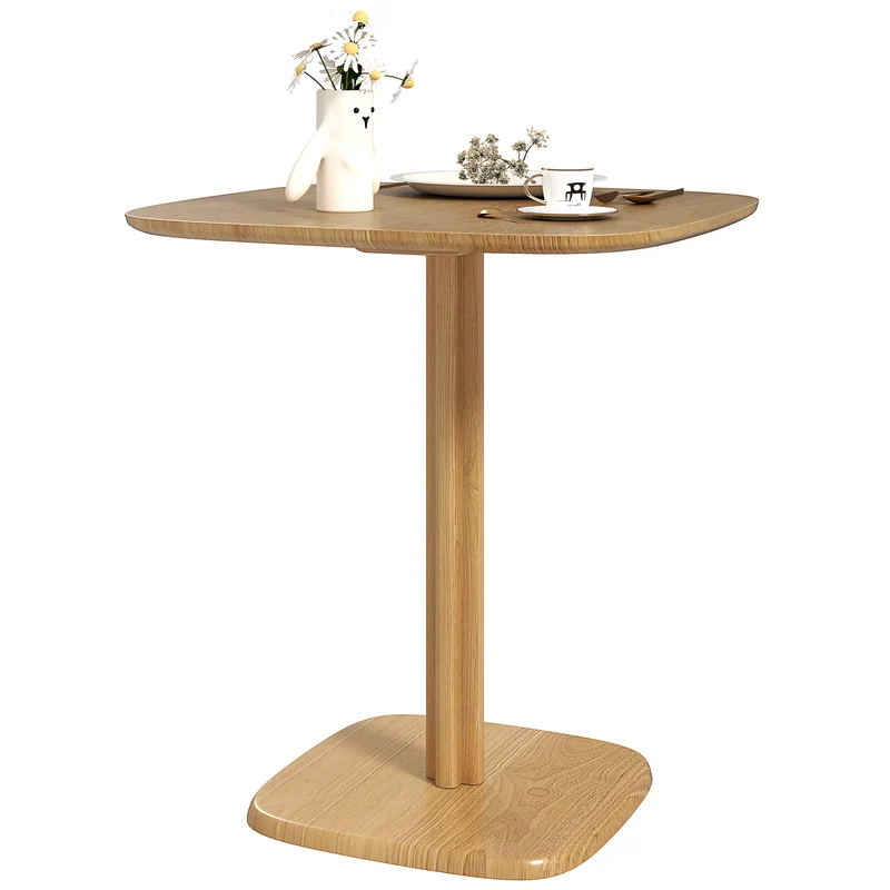 Table à manger carrée 70 x 70 x 75 cm plateau 2,5 cm coins arrondis stable moderne épuré en bois d'hévéa bois naturel 21_0003311
