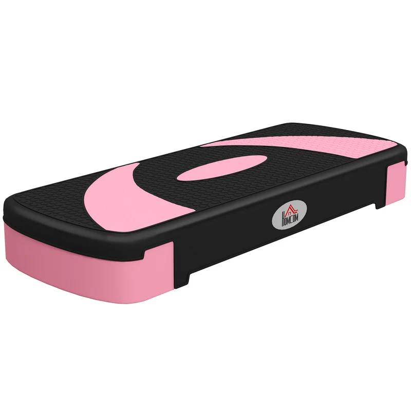 Plateforme d'aérobic réglable 80 x 31 x 20 cm hauteur réglable 3 niveaux surface antidérapante moderne épuré en PP noir 21_0006680