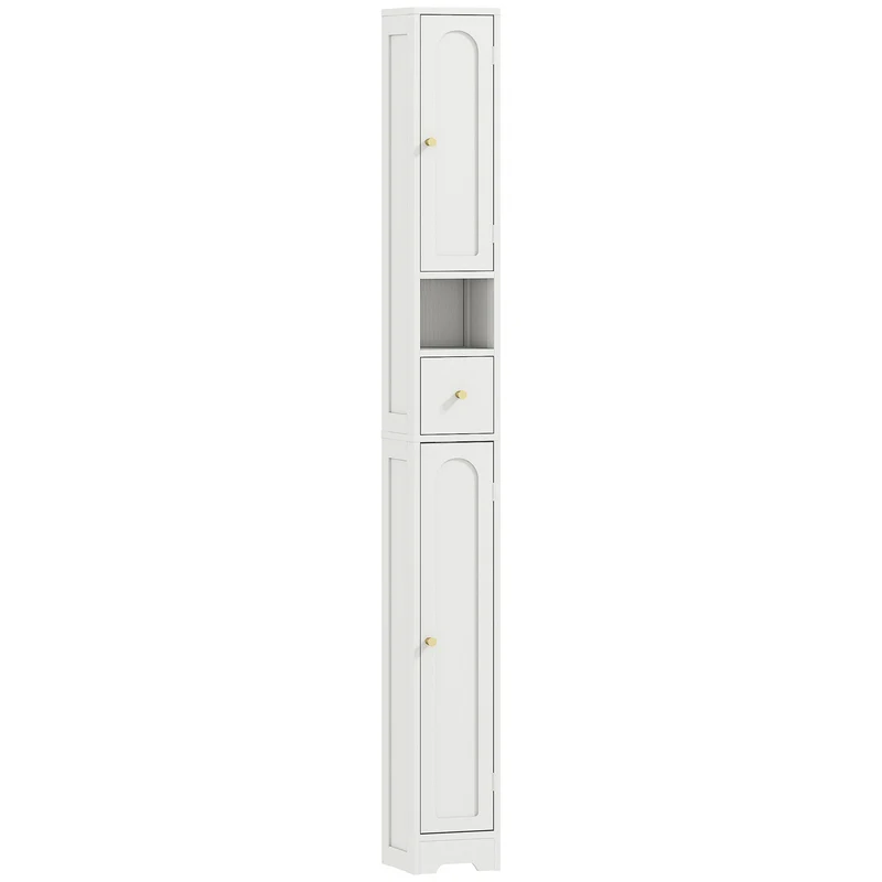 Meuble colonne salle de bain 20 x 20 x 185 cm gain de place rangement moderne contemporain en panneau de particules blanc 21_0002086