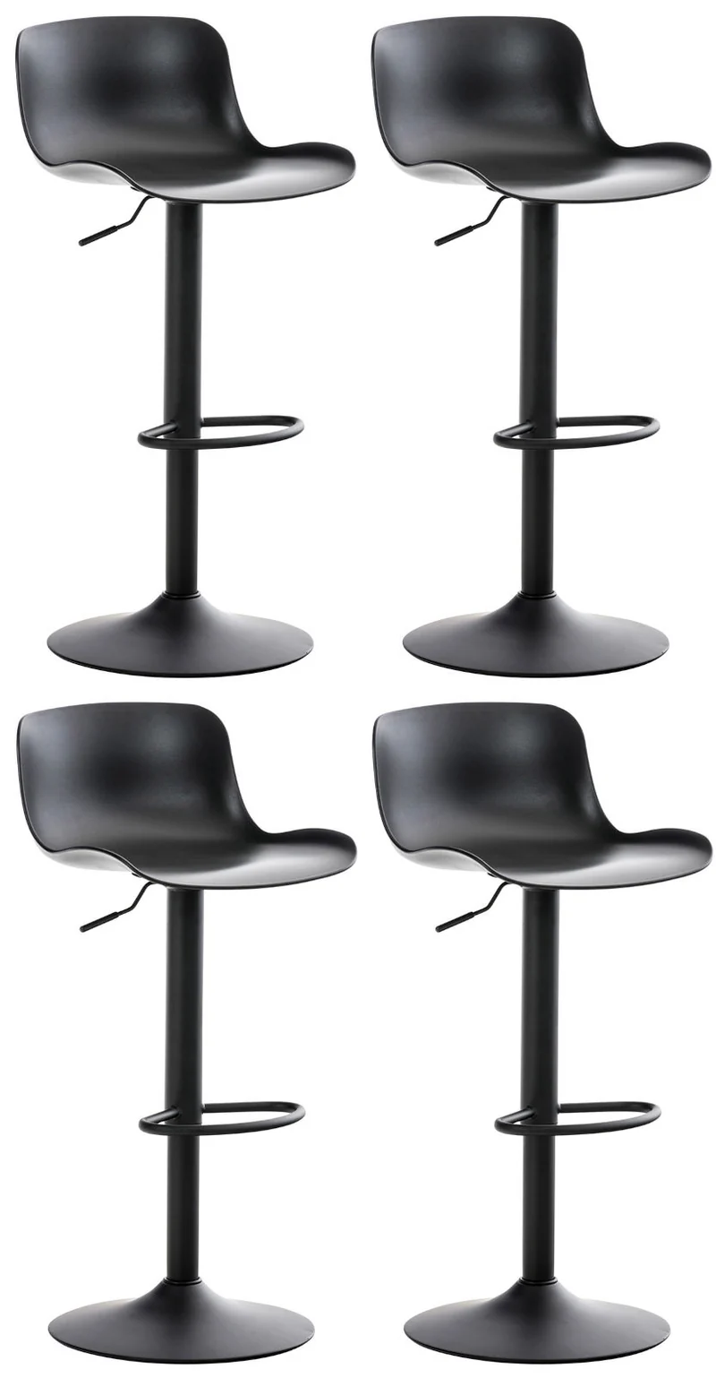 Lot de 4 tabourets de bar hauteur réglable et siège pivotant avec siège en plastique noir métal noir 10_0004492