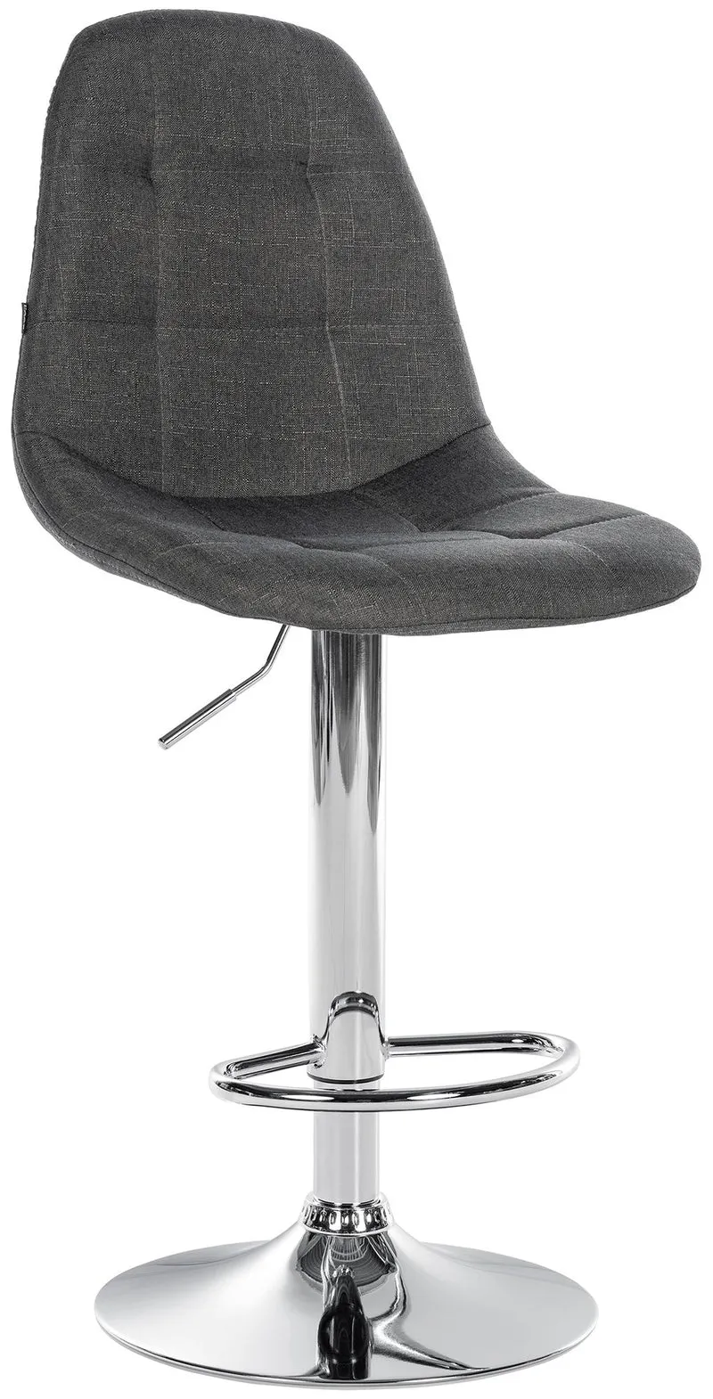 Tabouret de bar x1 avec repose-pieds hauteur réglable pivotant assise en tissu gris foncé cadre métallique chromé 10_0004845