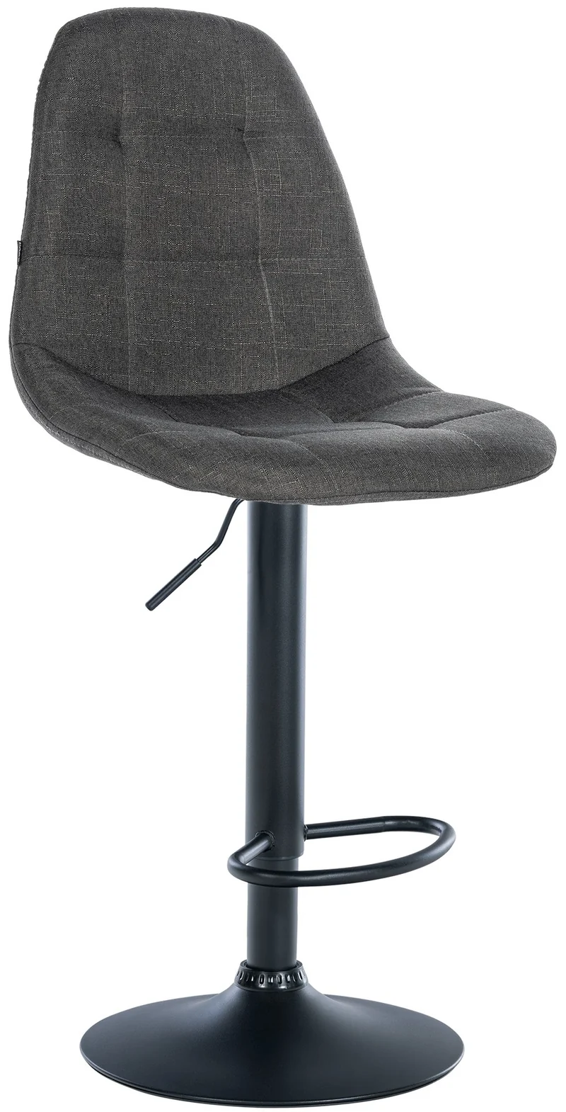 Tabouret de bar x1 avec repose-pieds hauteur réglable pivotant assise en tissu gris foncé cadre métallique noir 10_0004839