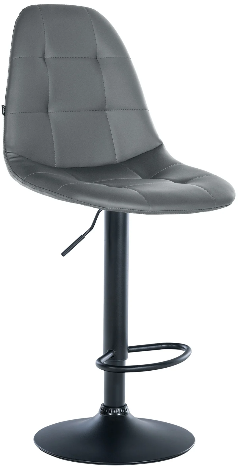 Tabouret de bar x1 avec repose-pieds hauteur réglable pivotant assise en PVC gris cadre métallique noir 10_0004815