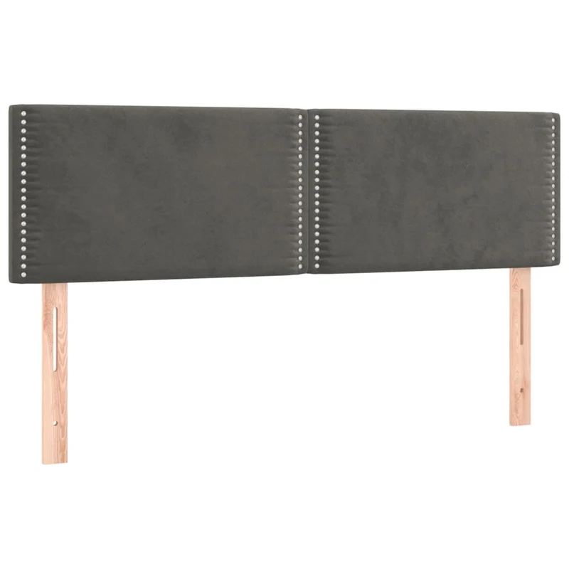 Tête de lit accessoire couchage chambre à coucher meuble à LED 144 x 5 x 78/88 cm tissu velours gris foncé TDL0201149