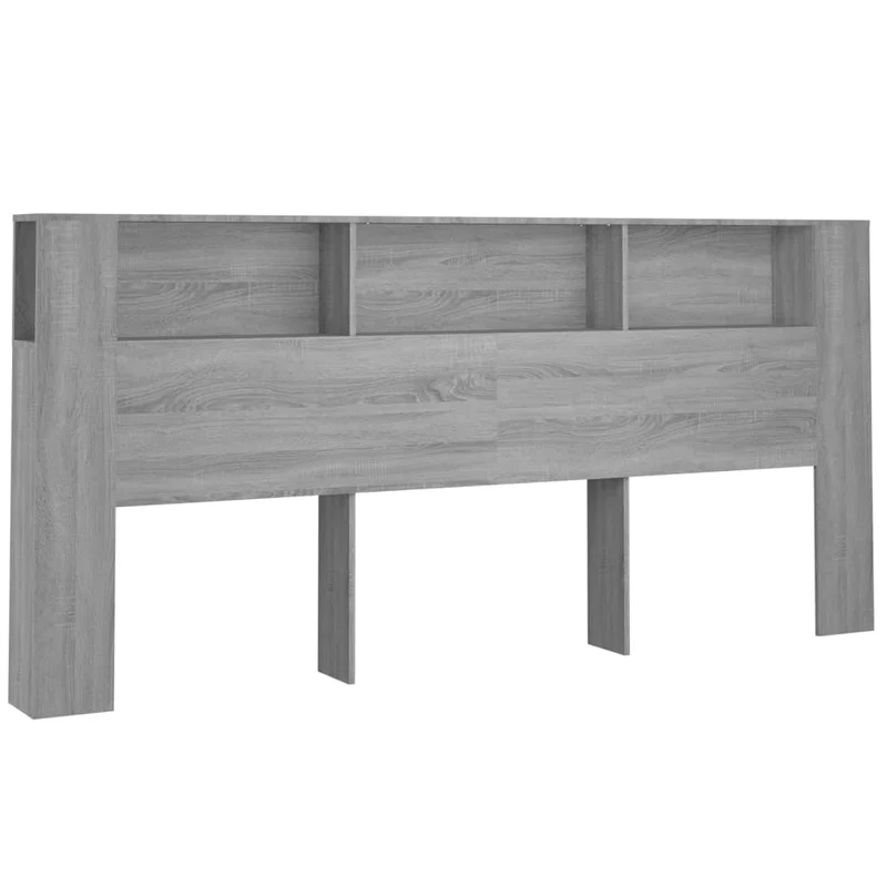 Tête de lit avec rangement accessoire de lit table de chevet étagère 220 x 18,5 x 104,5 cm MDF gris TDL0200002