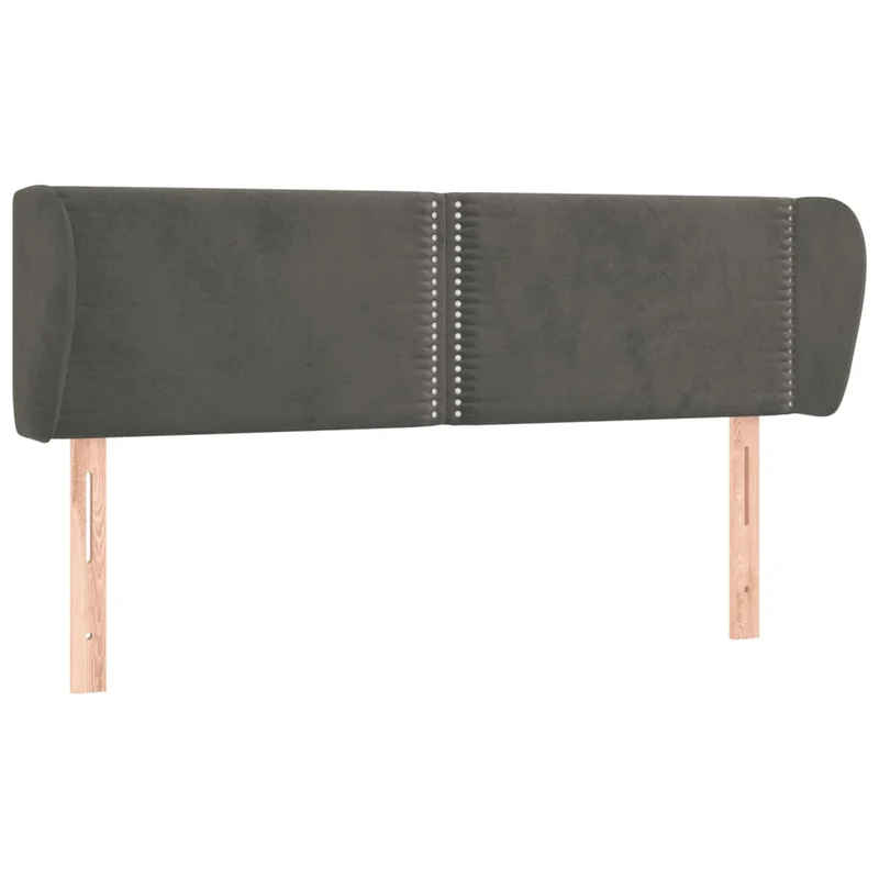 Tête de lit accessoire couchage chambre à coucher meuble avec rebord latéral 147 x 23 x 78/88 cm tissu velours gris foncé TDL0204990