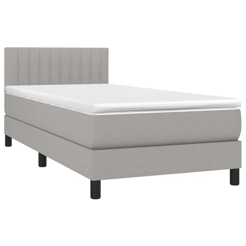 Cadre de lit LED avec sommier tête de lit matelas 90x200cm tissu gris clair TDL0209441
