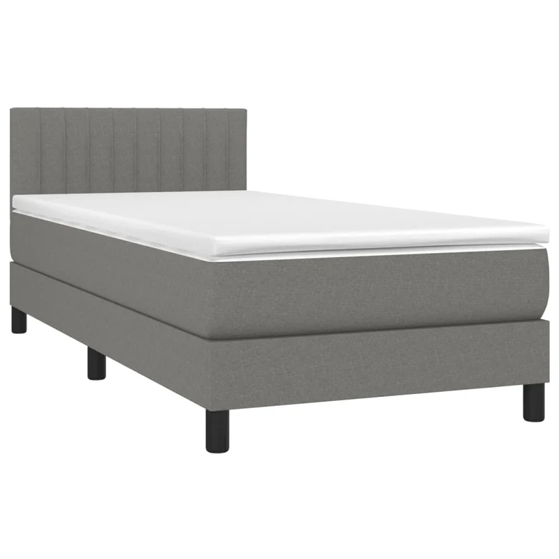 Cadre de lit LED avec sommier tête de lit matelas 90x200cm tissu gris foncé TDL0209374