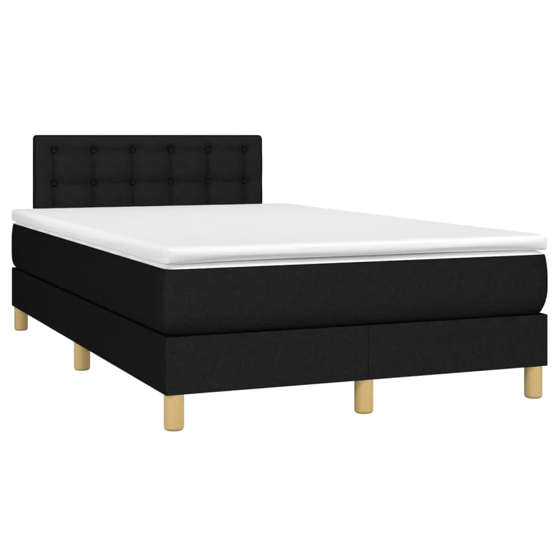 Cadre de lit LED avec sommier tête de lit matelas 120 x 200 cm tissu noir TDL0209282