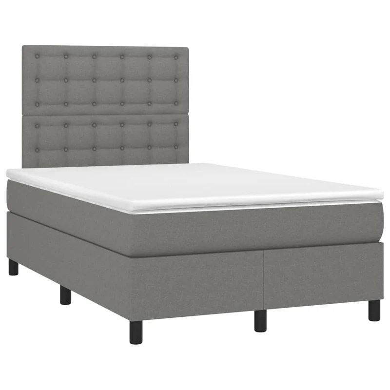Cadre de lit LED avec sommier tête de lit matelas 120x200 cm tissu gris foncé TDL0208406