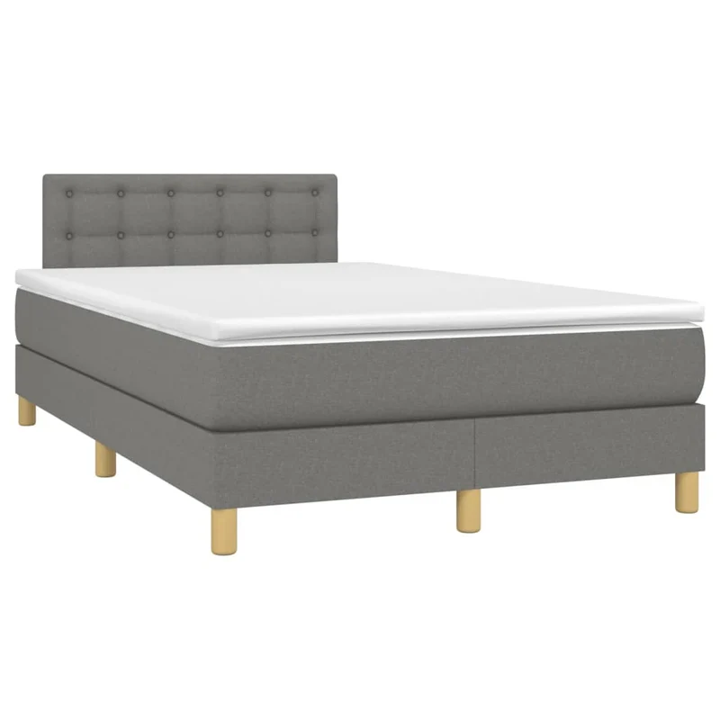 Cadre de lit LED avec sommier tête de lit matelas 120x200 cm tissu gris foncé TDL0208396