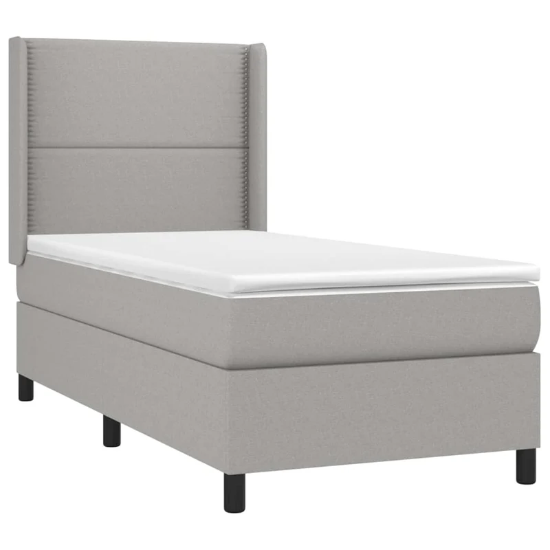 Cadre de lit LED avec sommier tête de lit matelas surmatelas 100x200 cm tissu gris clair TDL0207949