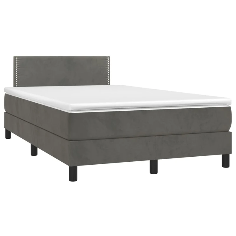 Cadre de lit LED avec sommier tête de lit matelas surmatelas 120x200 cm tissu velours gris foncé TDL0207740