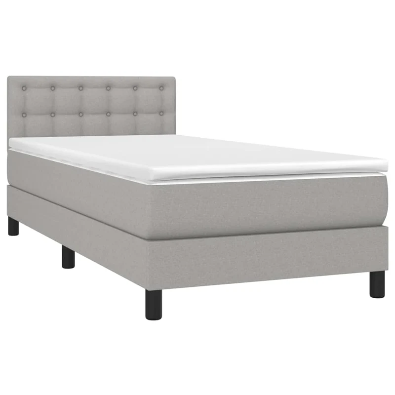 Cadre de lit LED avec sommier tête de lit matelas 90x200cm tissu gris clair TDL0209448