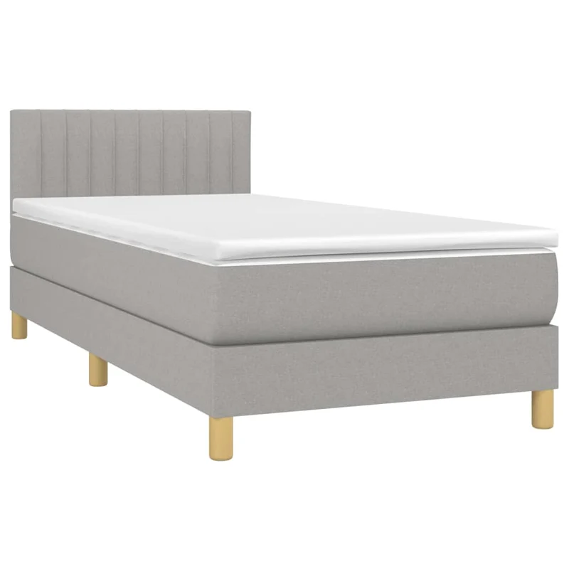 Cadre de lit LED avec sommier tête de lit matelas surmatelas 100x200 cm tissu gris clair TDL0207934
