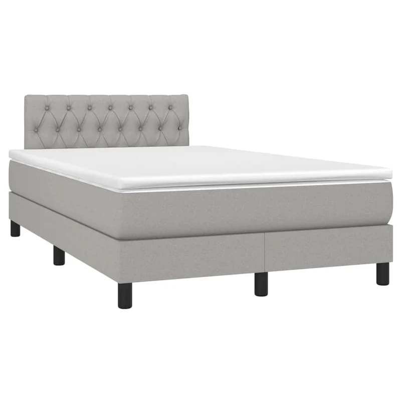 Cadre de lit LED avec sommier tête de lit matelas surmatelas 120x200 cm tissu gris clair TDL0207887