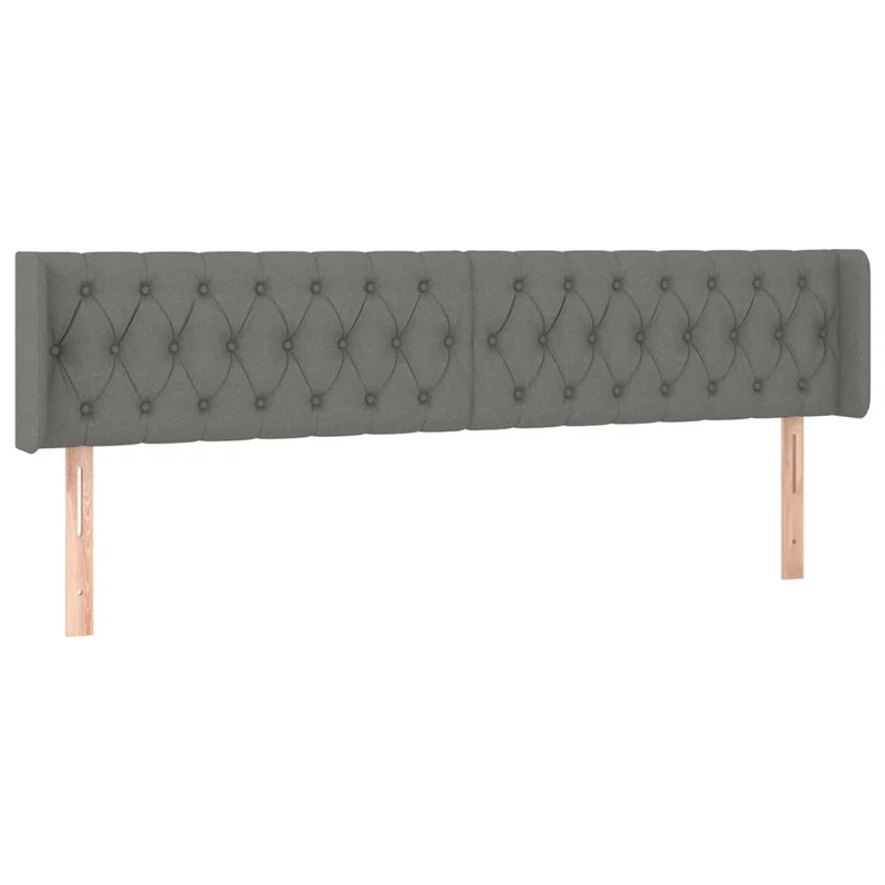 Tête de lit accessoire couchage chambre à coucher meuble à LED 203 x 16 x 78/88 cm tissu gris foncé TDL0201054