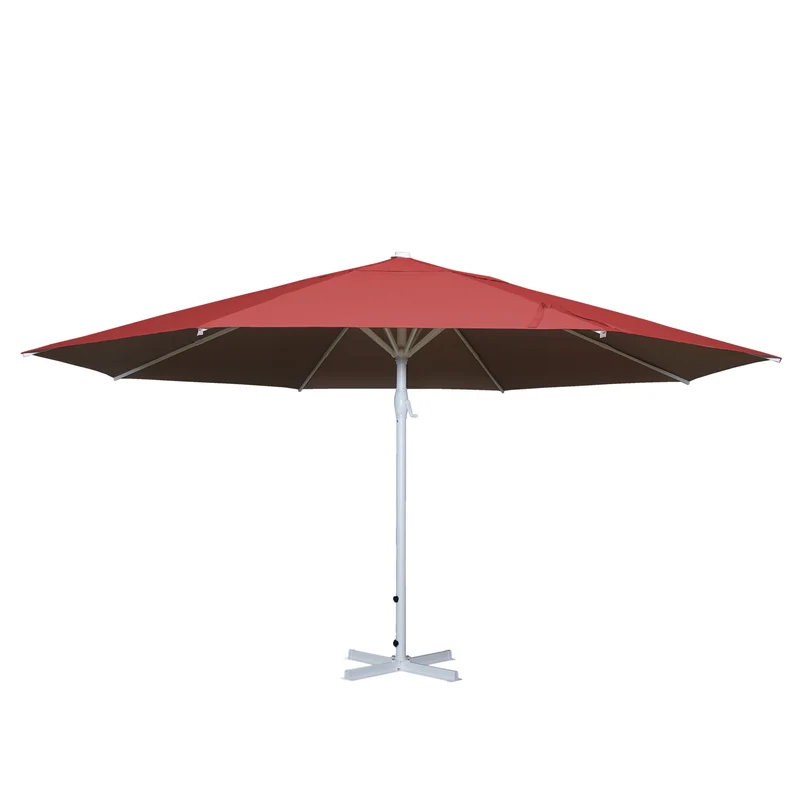 Parasol pour restauration Ø 5m mât polyester/aluminium blanc 28kg rouge sans pied 04_0003858