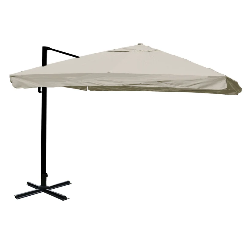Parasol déporté pour restauration 3,5x3,5m (Ø4,95m) polyester aluminium/acier 25kg gris crème sans pied 04_0003287