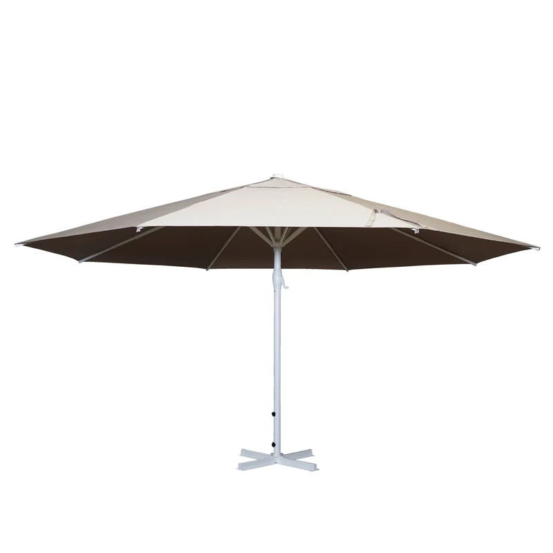 Parasol pour restauration Ø 5m mât polyester/aluminium blanc 28kg crème-beige sans pied 04_0003856