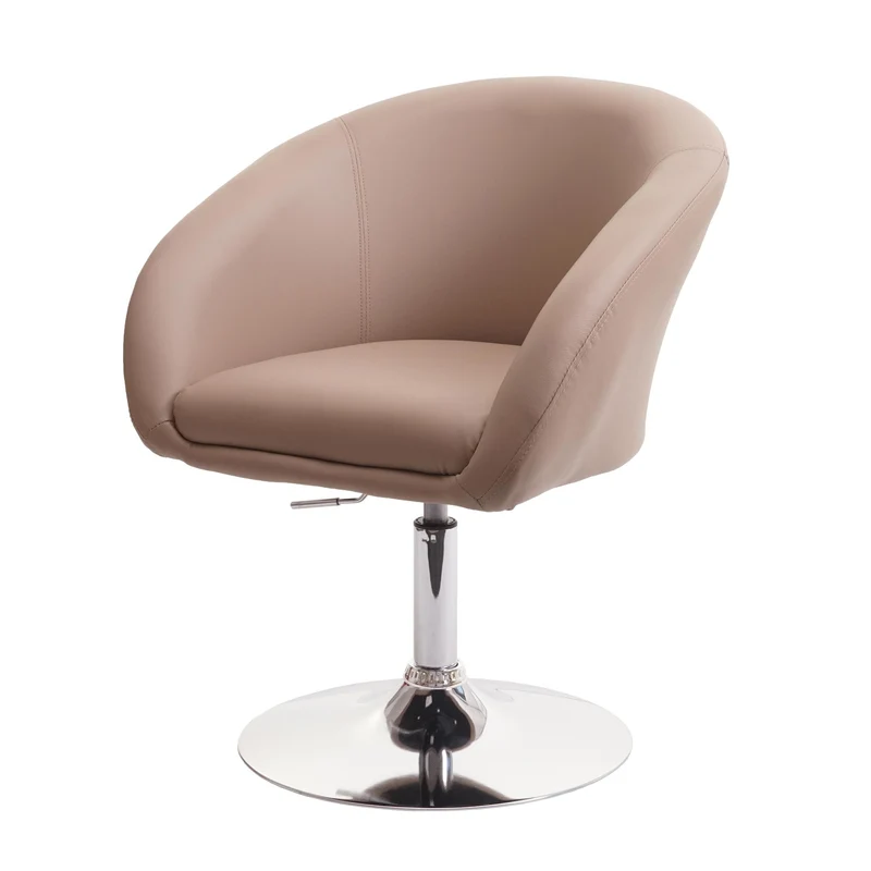 Chaise de salle à manger pivotante rotative et réglable en hauteur en PVC taupe 04_0002227
