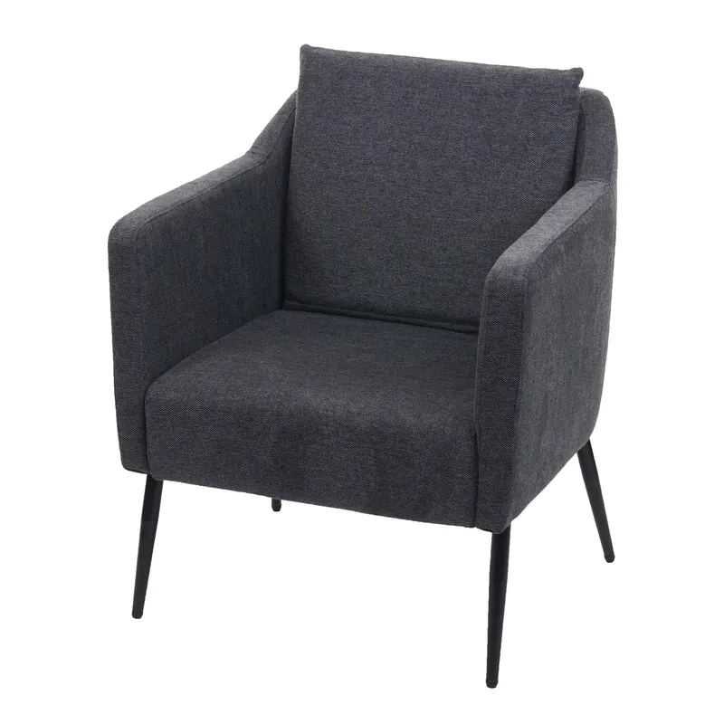 Fauteuil salon chaise de relaxation coins et bords arrondis en tissu/textile gris foncé 04_0003162