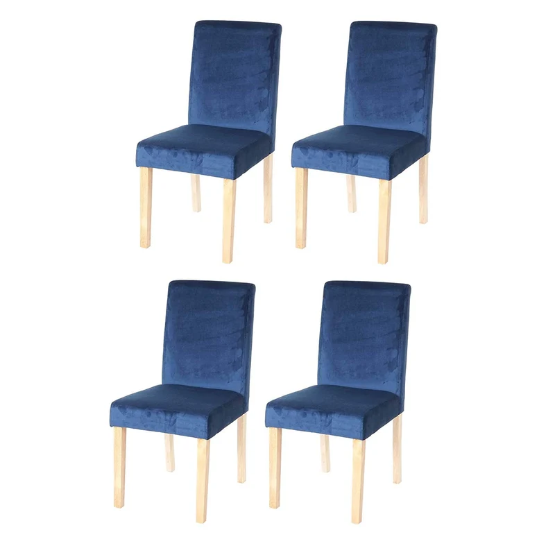 Lot de 4 chaises de salle à manger / cuisine en tissu velours bleu pétrole CDS04511