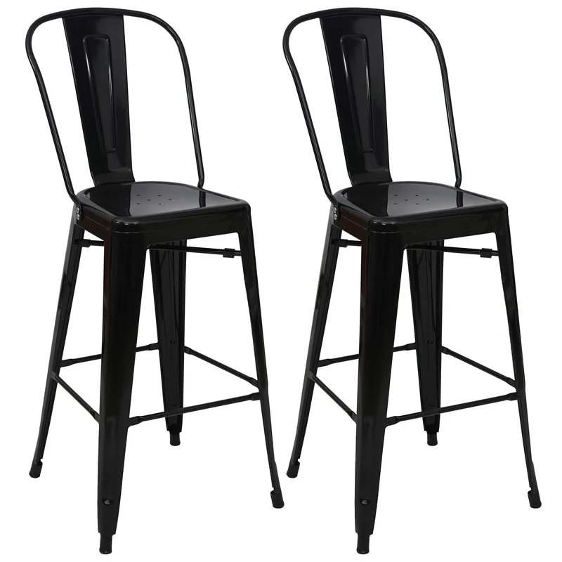 Lot de 2 tabourets de bar design industriel métallique noir dossier haut 04_0000109