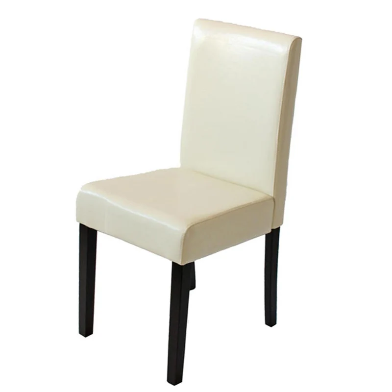 Chaise de salle à manger cuisine en synthétique crème pieds en bois foncé design moderne 04_0002313