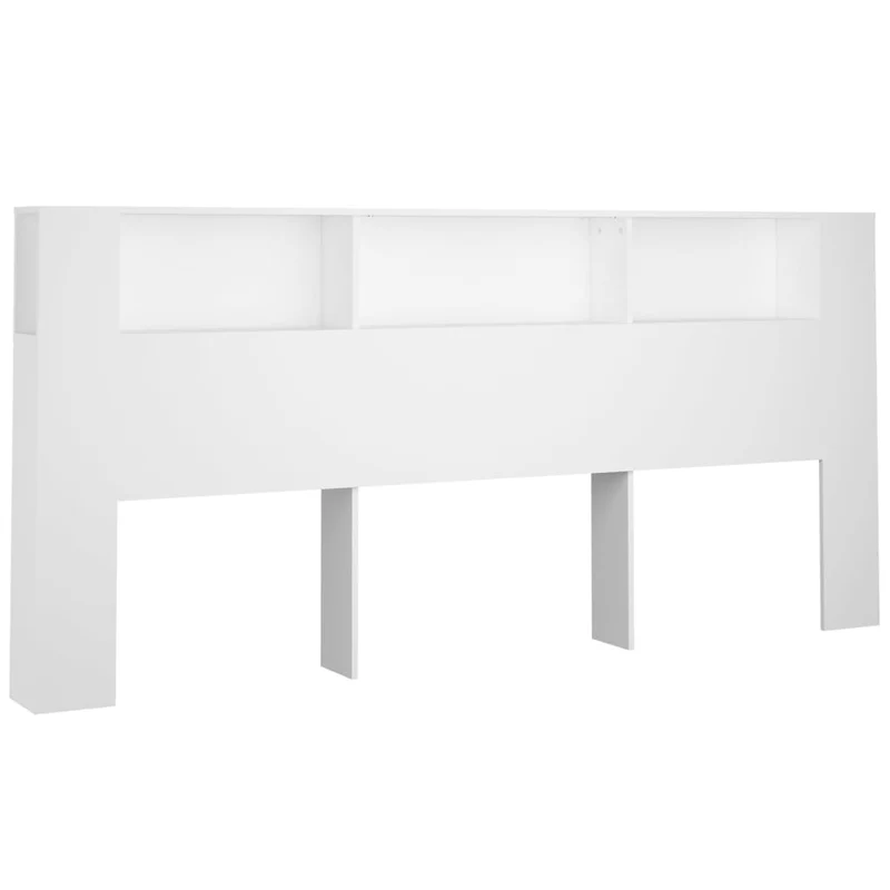Tête de lit avec rangement accessoire de lit table de chevet étagère 220 x 18,5 x 104,5 cm MDF blanc TDL0200100