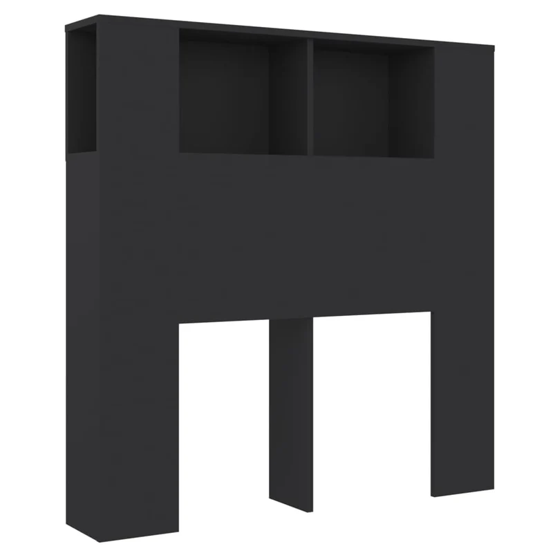 Tête de lit avec rangement accessoire de lit table de chevet étagère 100 x 18,5 x 104,5 cm MDF noir TDL0200028