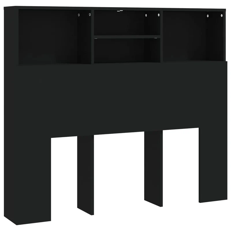 Tête de lit avec rangement accessoire de lit table de chevet étagère 120 x 19 x 103,5 cm MDF noir TDL0200025