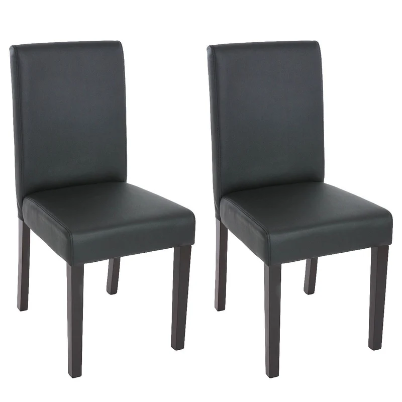 Lot de 2 chaises de salle à manger synthétique noir mat pieds foncés CDS04035