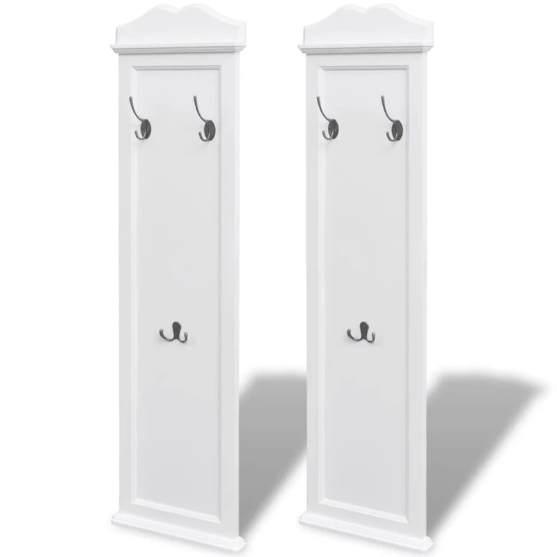 Lot de 2 portemanteaux muraux en MDF Blanc avec 3 crochets DEC024185