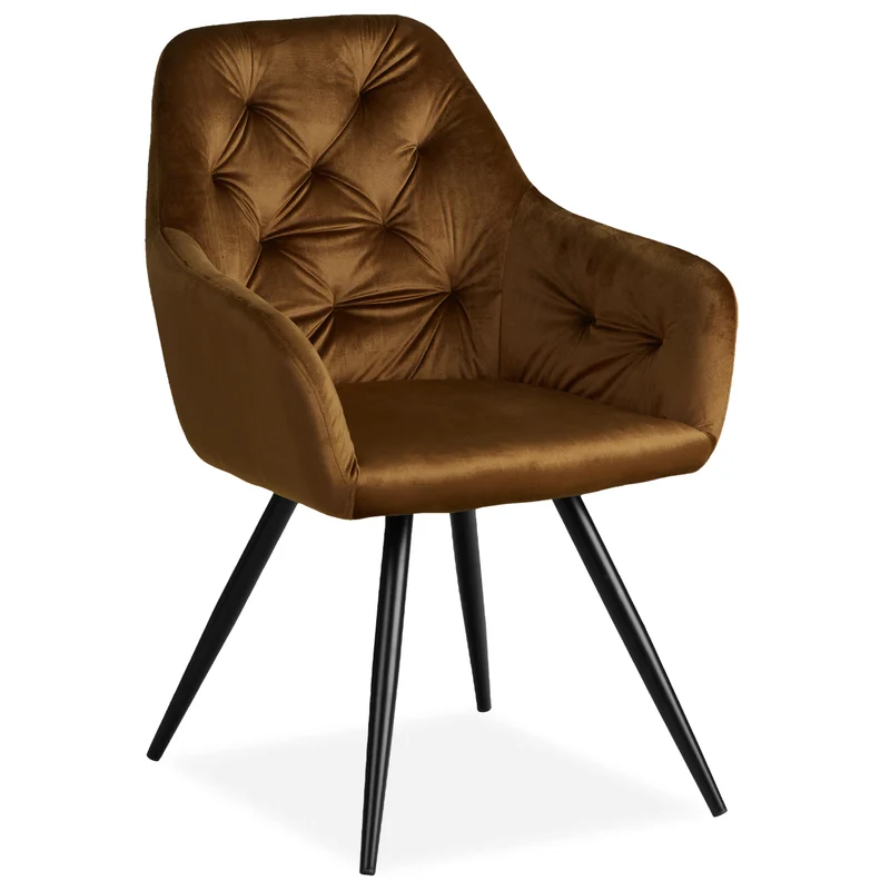 Chaise de salle à manger salon avec revêtement en velours confortable en marron CDS06005