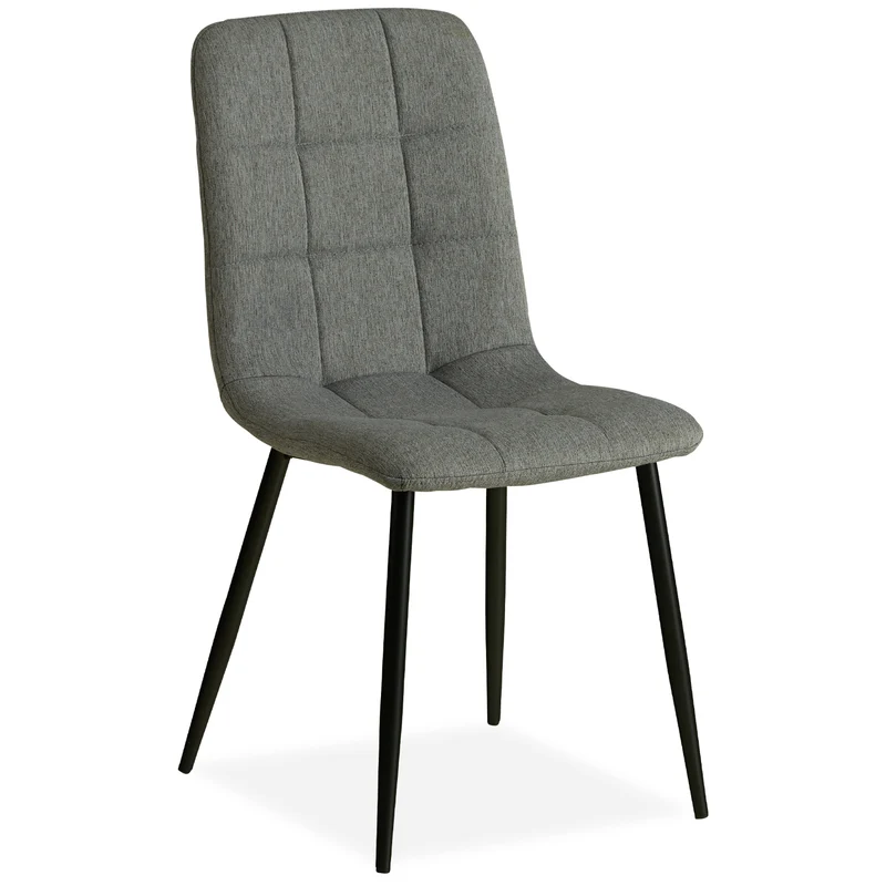 Chaise de salle à manger cuisine confortable et moderne en tissu gris pieds en métal noir CDS06001