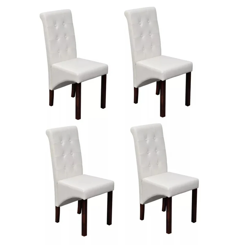 Lot de 4 chaises de salle à manger cuisine design antique synthétique blanc CDS021245