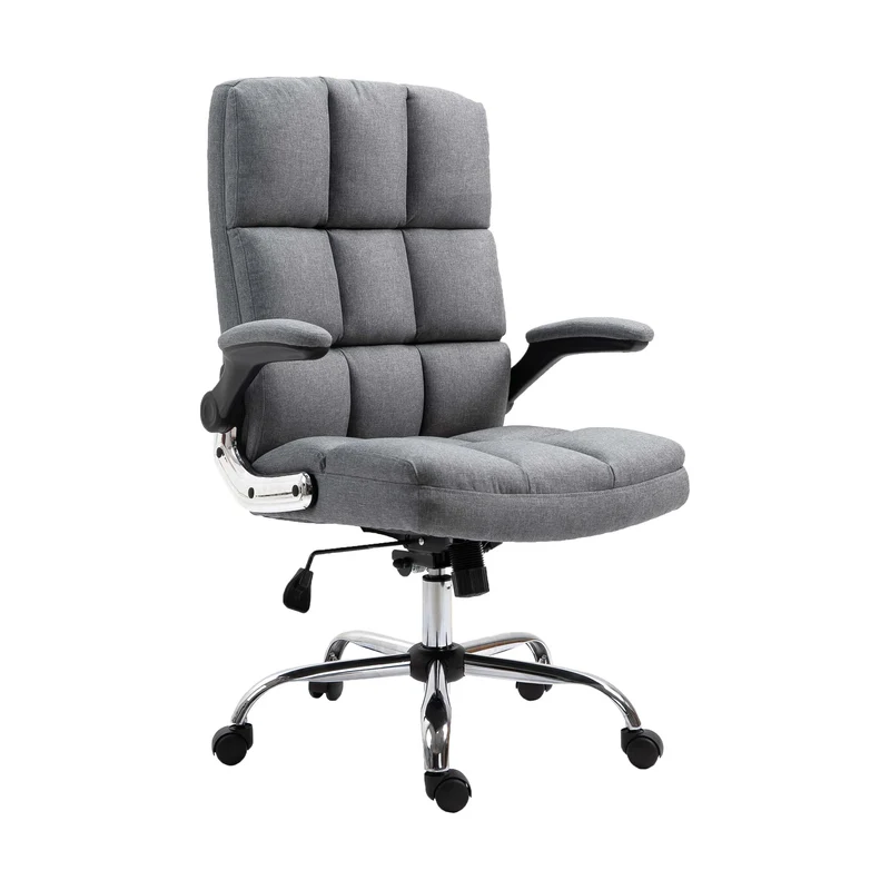 Chaise de bureau pivotante réglable en hauteur en tissu gris forme ergonomique 04_0001874