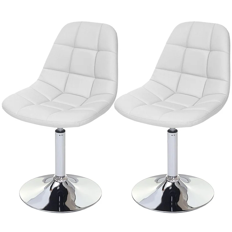 2x chaises de salle à manger en synthétique blanc pied chromé pivotant CDS04425