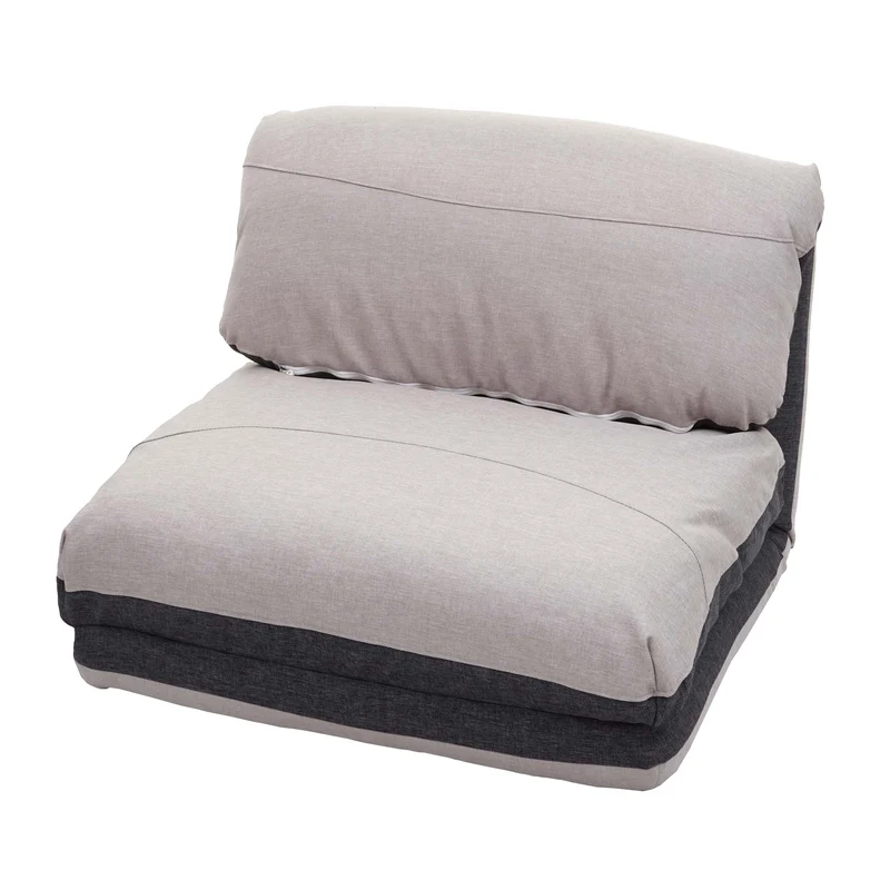 Matelas fauteuil-lit pliant fauteuil de relaxation dossier réglable tissu gris foncé/gris clair 04_0003097