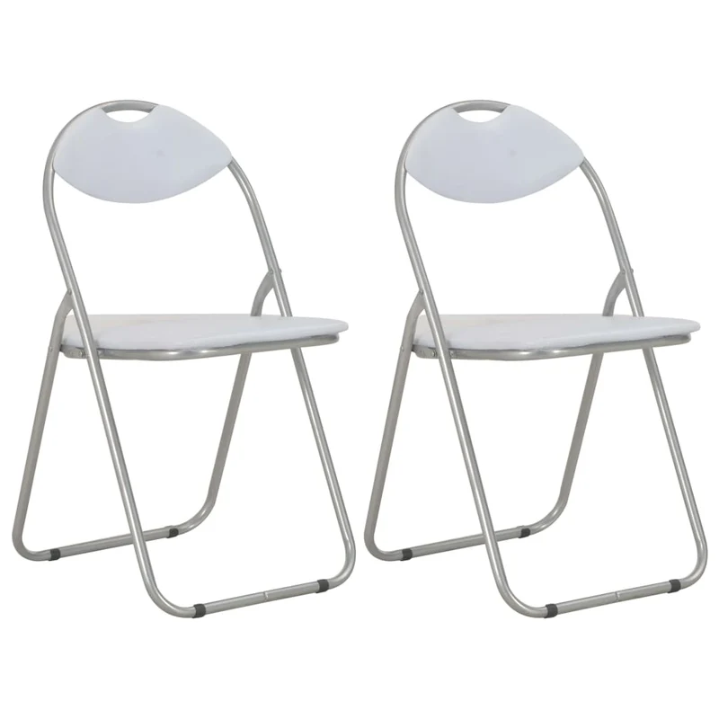Lot de 2 chaises de salle à manger cuisine pliantes design rétro synthétique blanc CDS020948