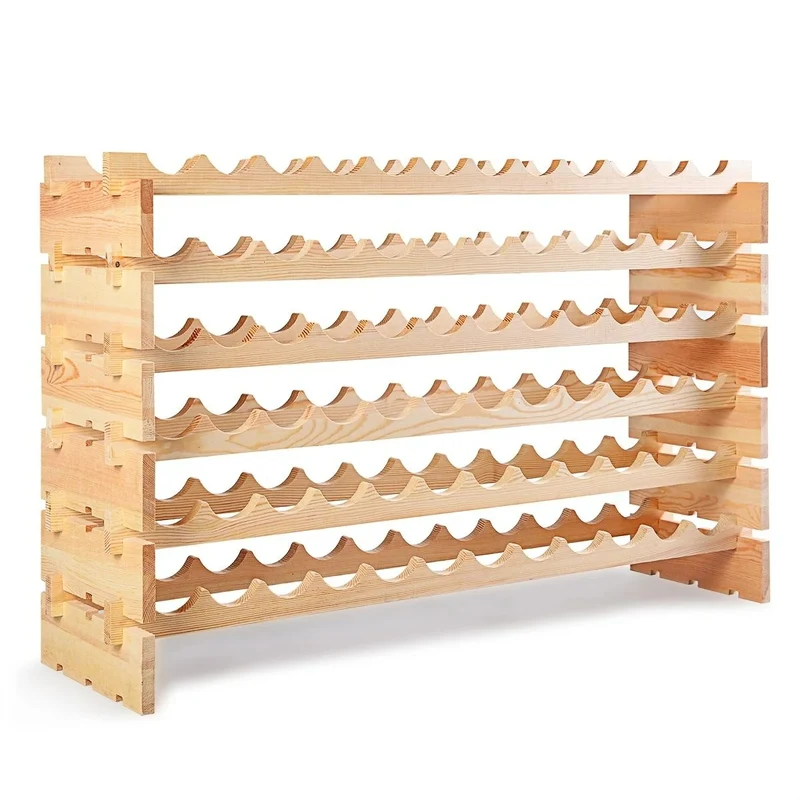 Étagère à vin casier à 72 bouteilles en bois de pin robuste modulable 119x29x71 cm 20_0001410