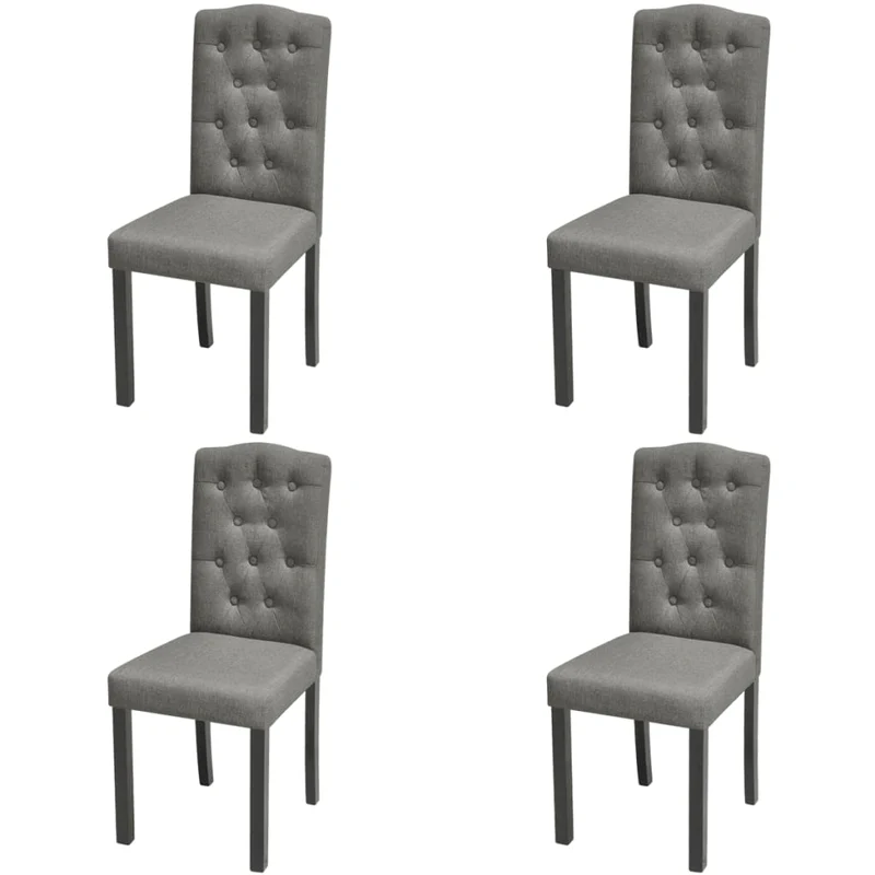 Lot de 4 chaises de salle à manger cuisine dossier capitonné pieds en bois gris tissu CDS021610