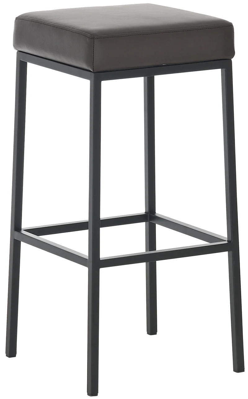 Tabouret de bar en synthétique marron pieds en métal noir design moderne 10_0000429