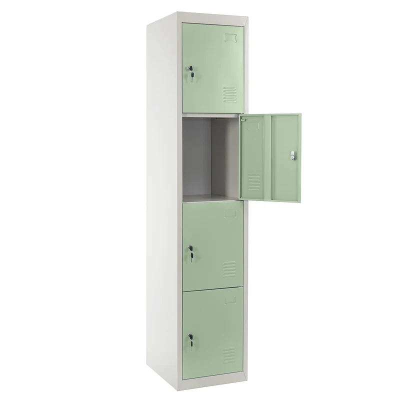 Caisson à tiroirs casier rangement bureau quatre portes verrouillables 180x38x45cm en métal vert 04_0001649