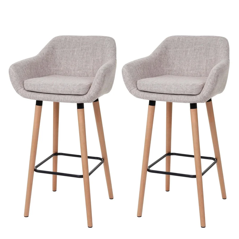 Lot de 2 tabourets de bar avec repose-pieds style scandinave en tissu TDB04029